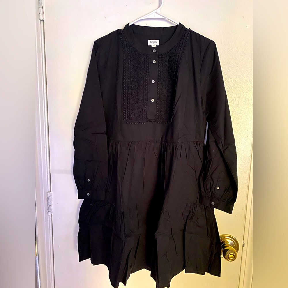 JCrew black Tiered shirt dress, medium